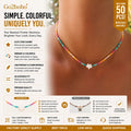 Go2boho Rainbow Bead Stack Necklaces Dainty 2025 New Tiny Seed Chain Delicate Star Handmade Beach Cord Jewelry for Women Men