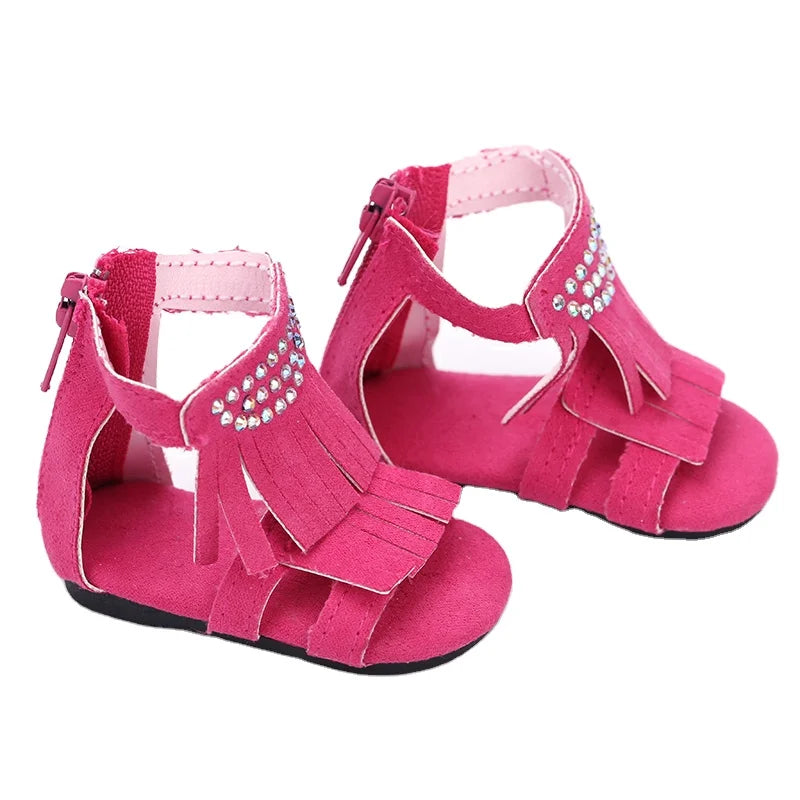 18-Inch Elegant DIY Girl Doll Accessory High Sandals Black Plush Dress-Up Toy Eco-friendly Material Fashion Series Ages 2-14
