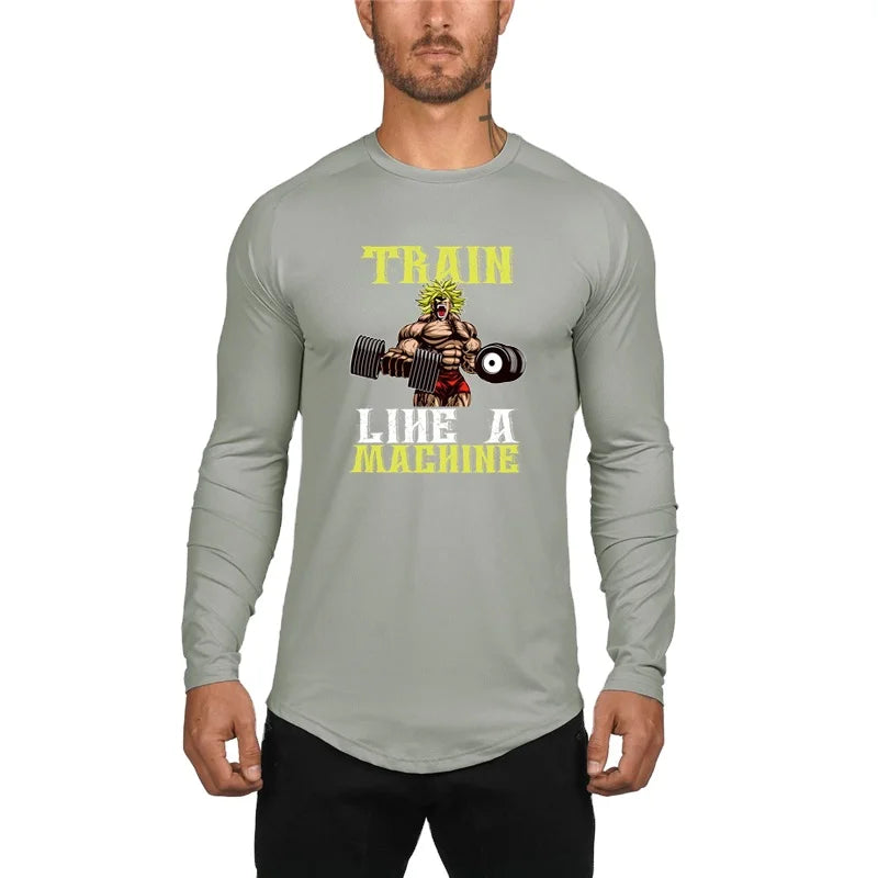 Wholesale Mesh Quick Dry Slin Fit Trend T Shirt Men's Sport Long Sleeve Shirt Running Fitness Jersey Gym Bodybuilding Sportswear