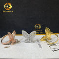 New Arrivals Buss Down Female Luxury Elegant Style 925 Solid Silver VVS Moissanite Diamond Hip Hop Iced Out Butterfly Ring Gift