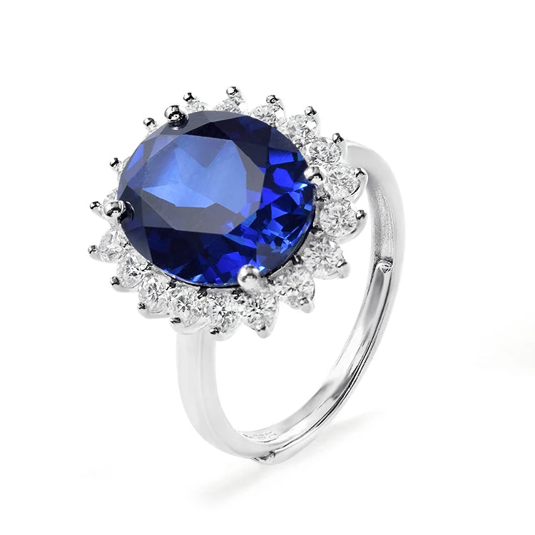 925 Sterling Silver Ring Synthetic Sapphire Ruby Ring Diana Sapphire Engagement Wedding Ring