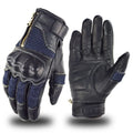 Vemar Retro Goat Leather Motorcycle Gloves Men Denim Perforated Breathable Motorbike Motocross Racing Gloves Brown Black