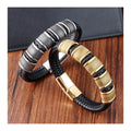 Woven Leather Rope Wrapping Special Style Classic Stainless Steel Men's Double-layer Leather Bracelet Design DIY OT-243