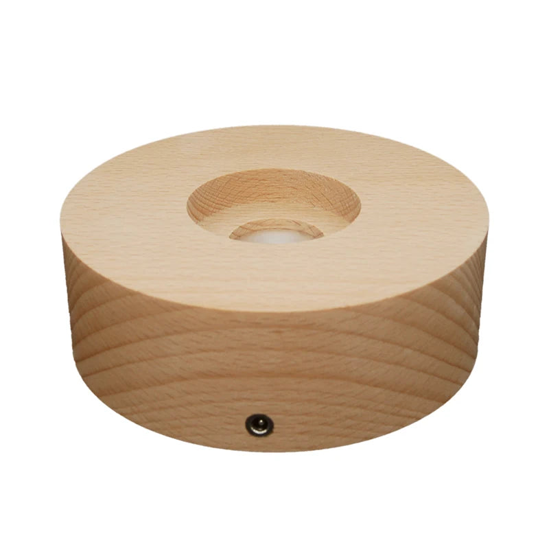 Modern Wooden LED Lamp Base with USB Power Source Rechargeable Night Light for Artware Decoration Warm/Cold White Dimmable