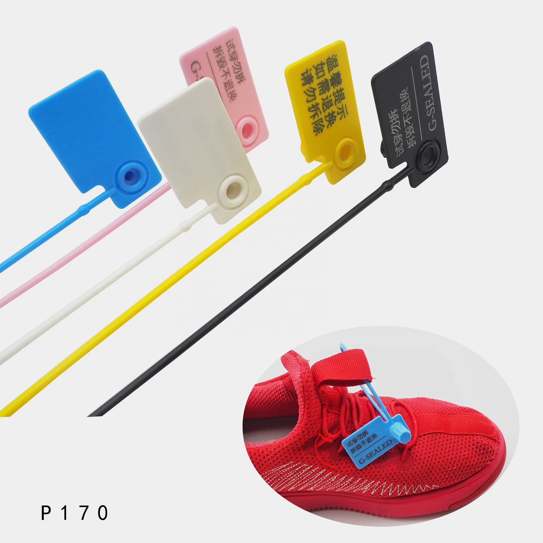 Self-locking Clothing Seals Security Zip Ties Wholesale Custom Logo Shirt Shoe Plastic Hangtag Label Tags for Clothes