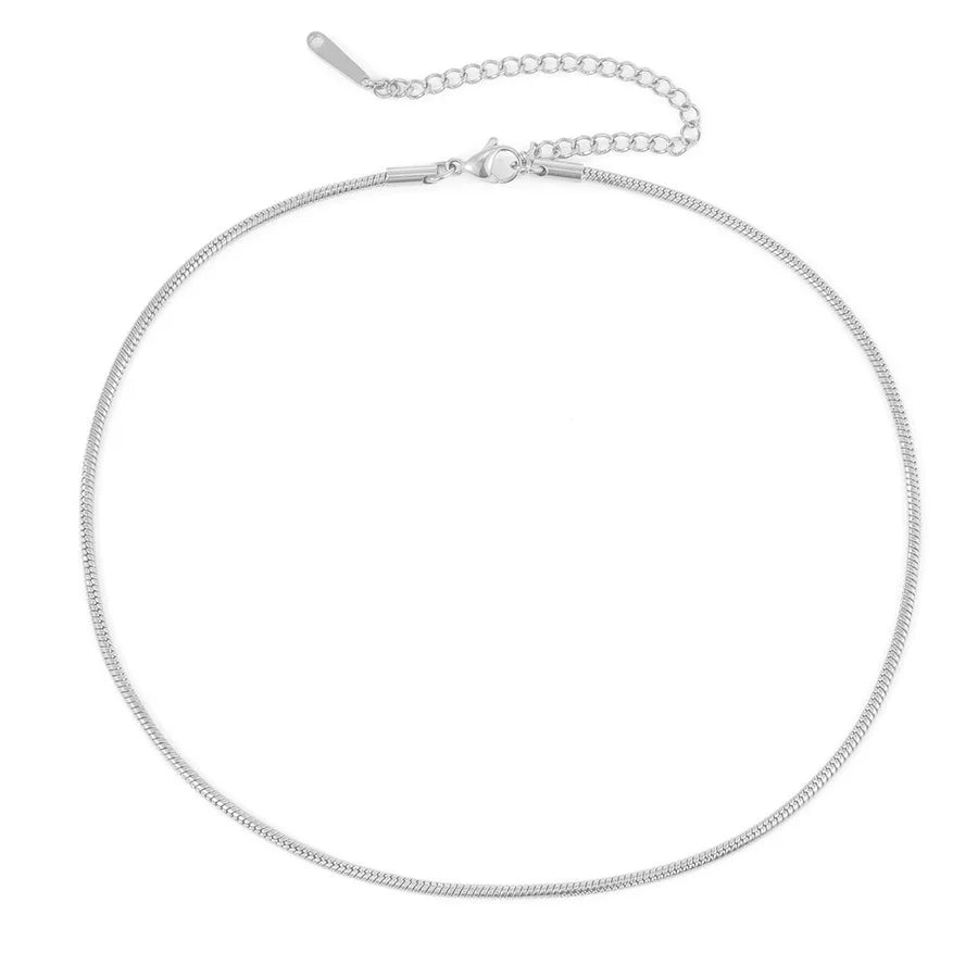 Simple 14K Gold Plated 316L Stainless Steel 0.9mm 1.5mm 2mm Wide Round Snake Chain Choker Necklace Jewelry for Women