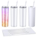 Wholesale Bulk 20 oz Straight Sublimation Skinny White Coffee Mug Blank Tumbler with Straw