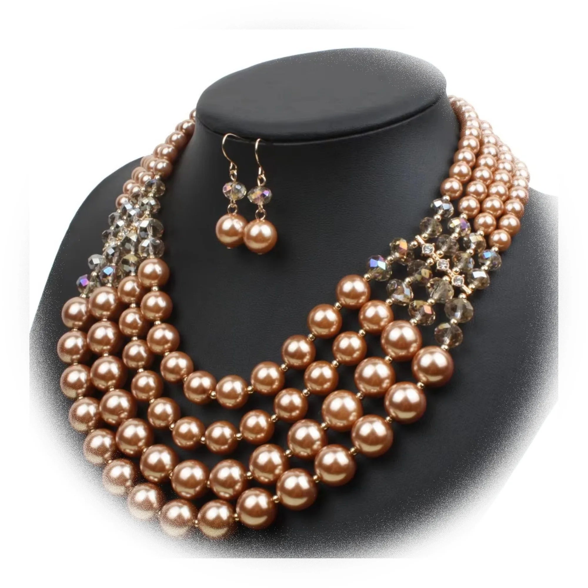 2022 Fashion Exaggerated Multi Layer Pearls Necklace Pearls Jewelry Set Pearls Necklace and Earrings Set