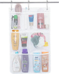 Portable 7-Pocket Mesh Shower Organizer Hanging Space-Saving Eco-Friendly Foldable Household Bathroom Storage Bag for Soap