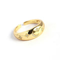 Stylish Resizable Pave Diamond Cubic Zirconia Moon Star Dome Ring for Young Lady