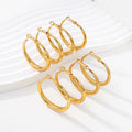 Fashion  Minimalist Women's Stainless Steel Hollow Jewelry Wholesale 18K Gold Plated Geometric Statement Large Hoop Earrings