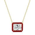 Wish Jewelry Punk 18K Gold Plated CZ Zirconia Rectangle Pendant Necklace S925 Sterling Silver Square Pendant Necklace for Party