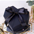 Double Side Open Luxury Ribbon Closure Black Heart Shape Valentine Gift Packaging Box Glossy Lamination Embossing Gift Paper Bag