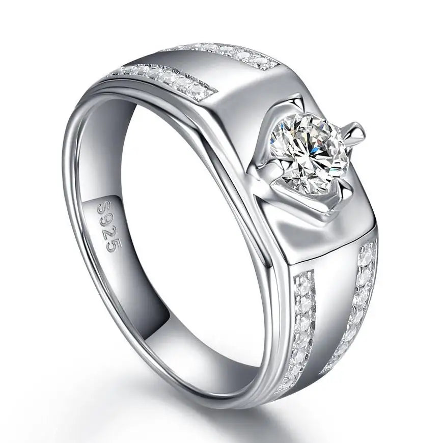 Unique Design Language 925 Sterling Silver Cz Diamond Ring for Man Engagement Wedding Ring Wholesale