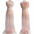 WDP-116 Heavy Beaded Tassel Wedding Dress Pink Color Applique Panel Patch for Women Prom Dress