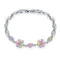 Unique Design Women Children's Brass Zircon Bracelet Fashion Style with Colorful Metal Rhodium Plated Stone Popular Jewelry