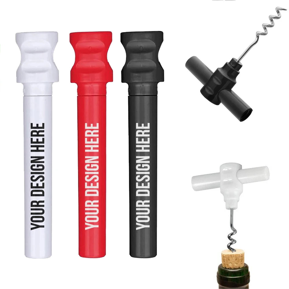 Custom Logo Compact Portable Plastic Pocket Corkscrew Manual Wine Opener for Tradeshow Giveaways