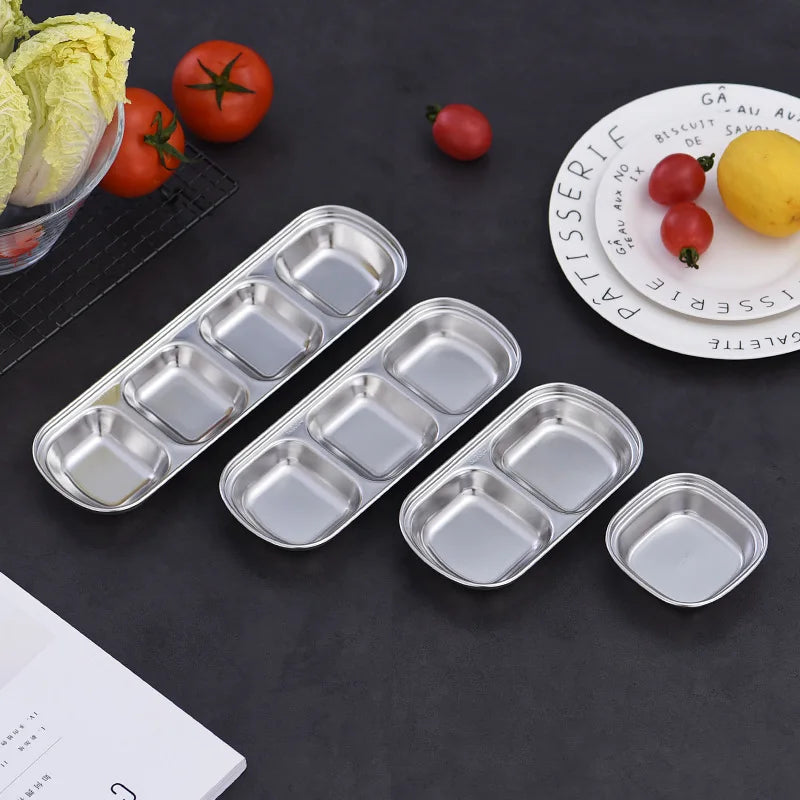 Dinnerware Condiment Dish Soy Sauce Tray Hot Pot Barbecue Gold Sauce Dish Set 304 Stainless Steel Sauce Dish