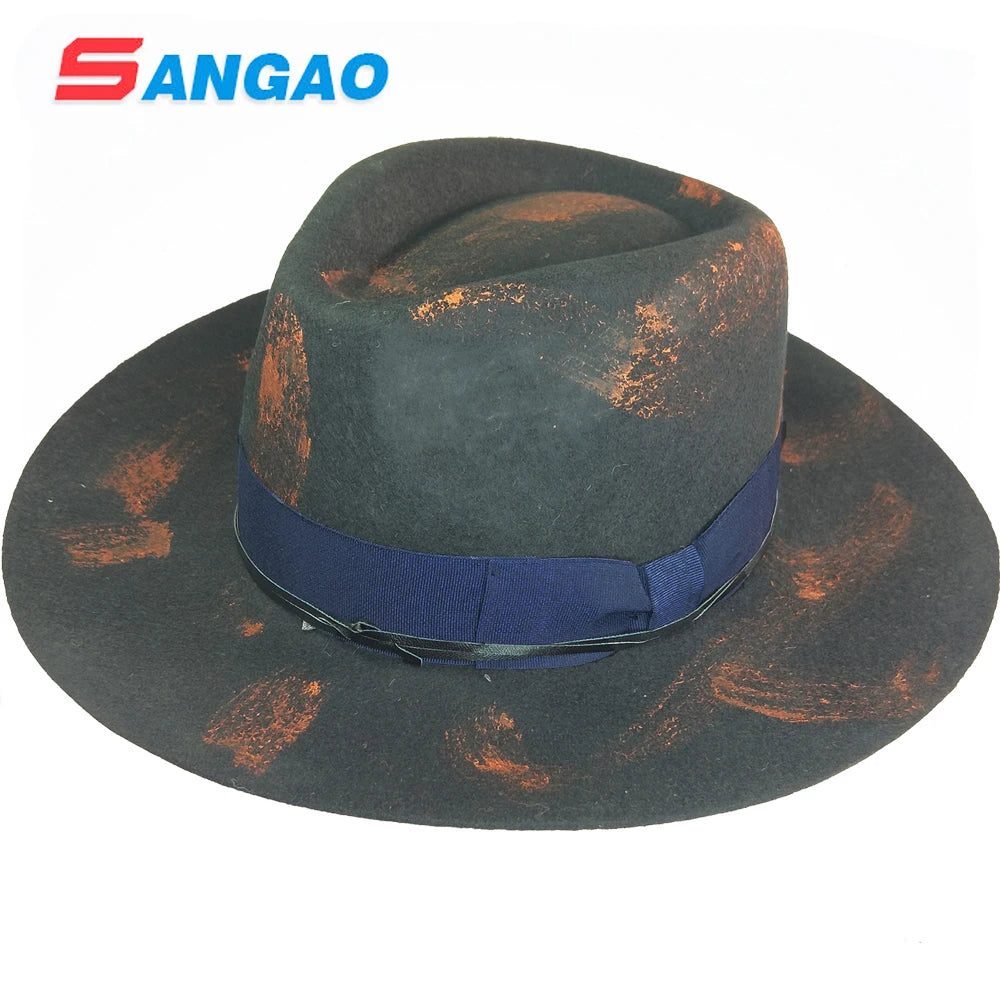 Wholesale Fashion Girls Hat Distressed Beanie 100% Wool Felt Storage Zipped Garnish Design Dobby Style Party Outdoor Use