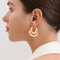 Women's Unique Geometric Silver Gold CC Earrings Stainless Steel Drop Shipping Heart Star Triangle Hoop Exaggerated Design