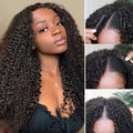 180% Density Brazilian Natural V Part Wig Human Hair Jerry CurlRaw Burmese Hair Glueless V Part Wig for Black Woman