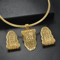 Fashion Italian 14k Gold Plated Earrings and Pendant  Jewelry Set