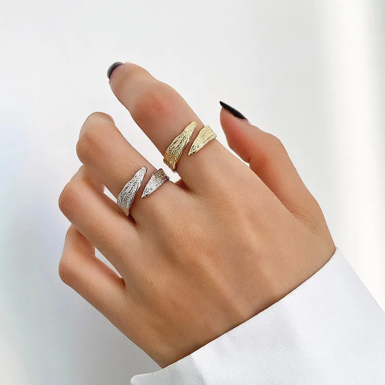 18K Gold Filled Irregular 925 Sterling Silver Texture Open Ring