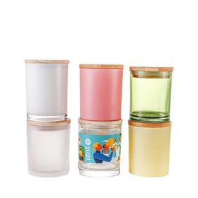 Scented Candle Cup Transparent Jar Color Multi-gauge Frosted Round Glass Candle Holder Candle Cup Lid