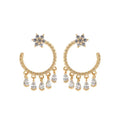 Korean Fashion Women Zircon Water Drop Semi-round Hanging Dangle Earrings Copper Plated Gold Artistic Fairy Tears Drop Earring