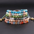 New Design Natural Stone Apatite Colorful Jade Gemstone Pearl Beaded Custom Logo Macrame Bracelet Women JBS11638