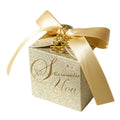 Wedding Gift Box Gold Candy Gift Box Paper Box With Pearl Ribbon Bow for Wedding Decoration Party Favor Small Gift Packing