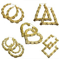 Gold Plated Personalized Big Large Gold Custom Hoop Bamboo Earrings