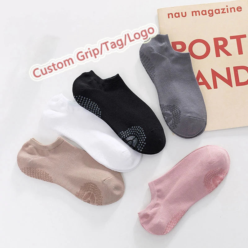 Eco-Friendly Ankle Yoga Grip Socks Bamboo Fiber Cotton Anti Odor Low Cut Pilates Socks Sticky for Women Customized