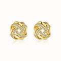 Hot Selling Trendy Wedding 18k Gold Plated 925 Sterling Silver Zircon Geometry Chunky Wire Ball Twisted Knot Stud Earrings