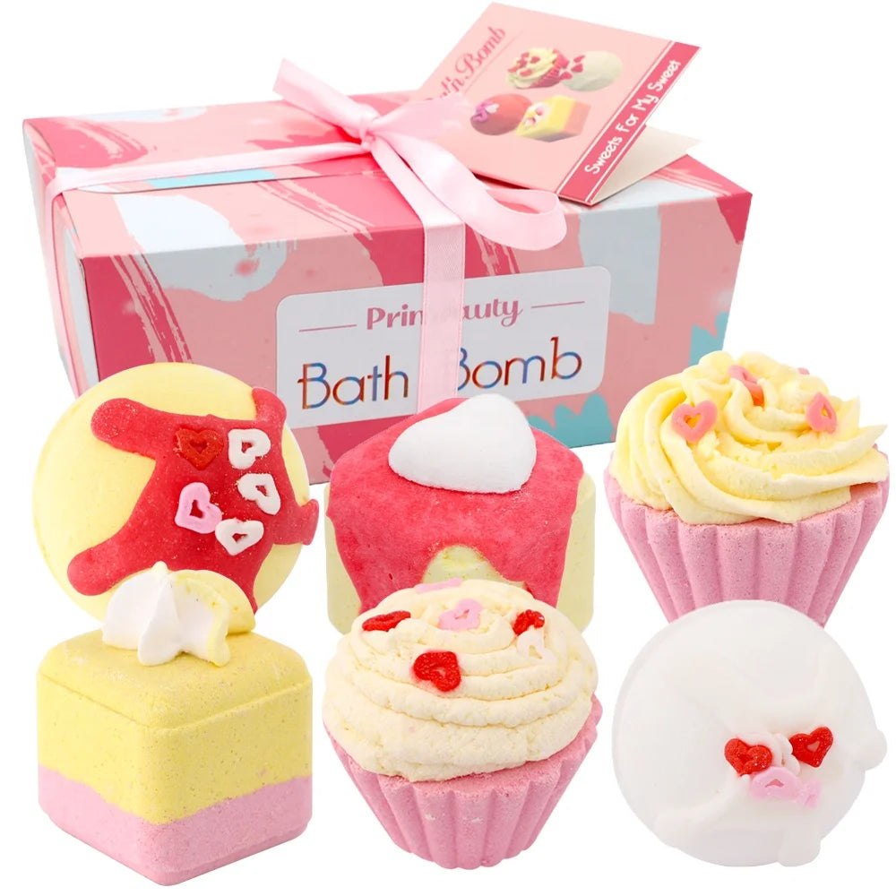 Wholesale Christmas Private Label Vegan Rose Handmade Cute Fizzy Natural Ice Cream Cupcake Bath Bombs Gift Set