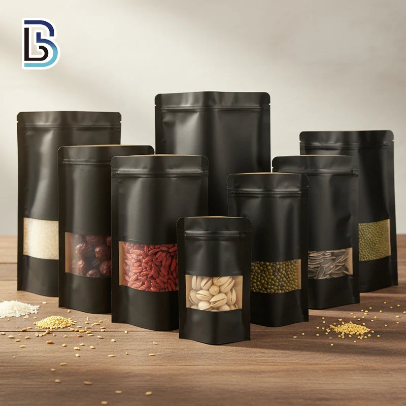 Lebei Packing Wholesale Custom Kraft Paper Pouch Bag Biscuit Food Snack Zipper Bags Stand up Pouch for Food with Window