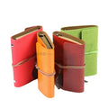 Custom A6 Vintage Handmade Hanging Metal Emblem PU Leather Travelers Ring Binder Journal Notebook With Strap