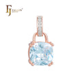 FJ Fallon Fashion Jewelry Lock Solitaire Pendant Plated in Rose Gold Two Tone Brass Based