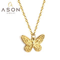 Ason Hot Sale New Fashion 18k Gold Plated Necklace Non-fading Stainless Steel Butterfly Pendant Necklace for Women