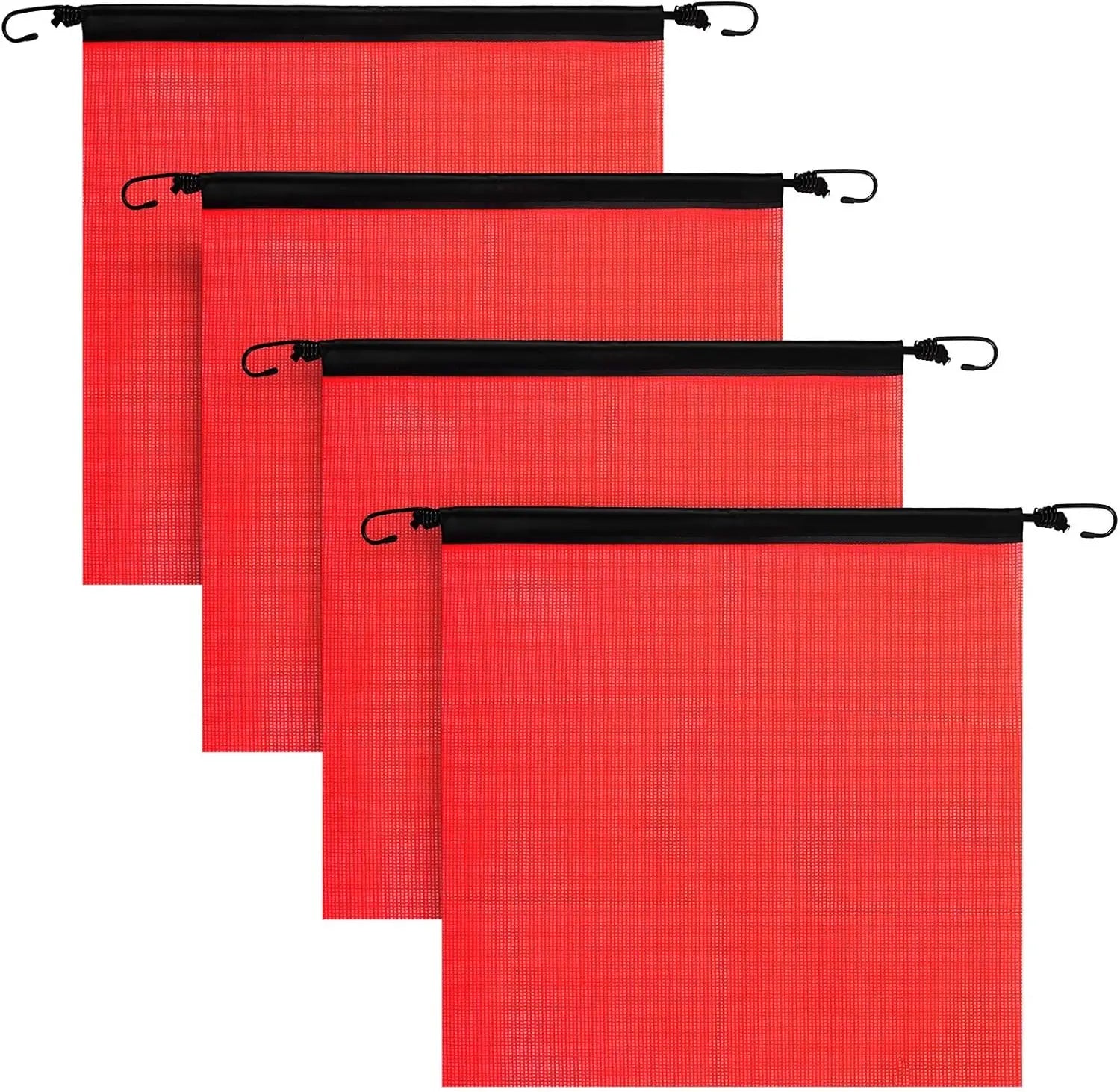 Reflective Custom Size and Logo Outdoor Corporate Orange Deep Gold Red Vinyl Welt and Bungee Cord Mesh Safety Warning Flag