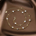 RINNTIN GPN52 14k Gold Plated Necklace Chunky 925 Sterling Silver Link Chain Freshwater Pearl Beads Fresh Water Pearls Necklaces