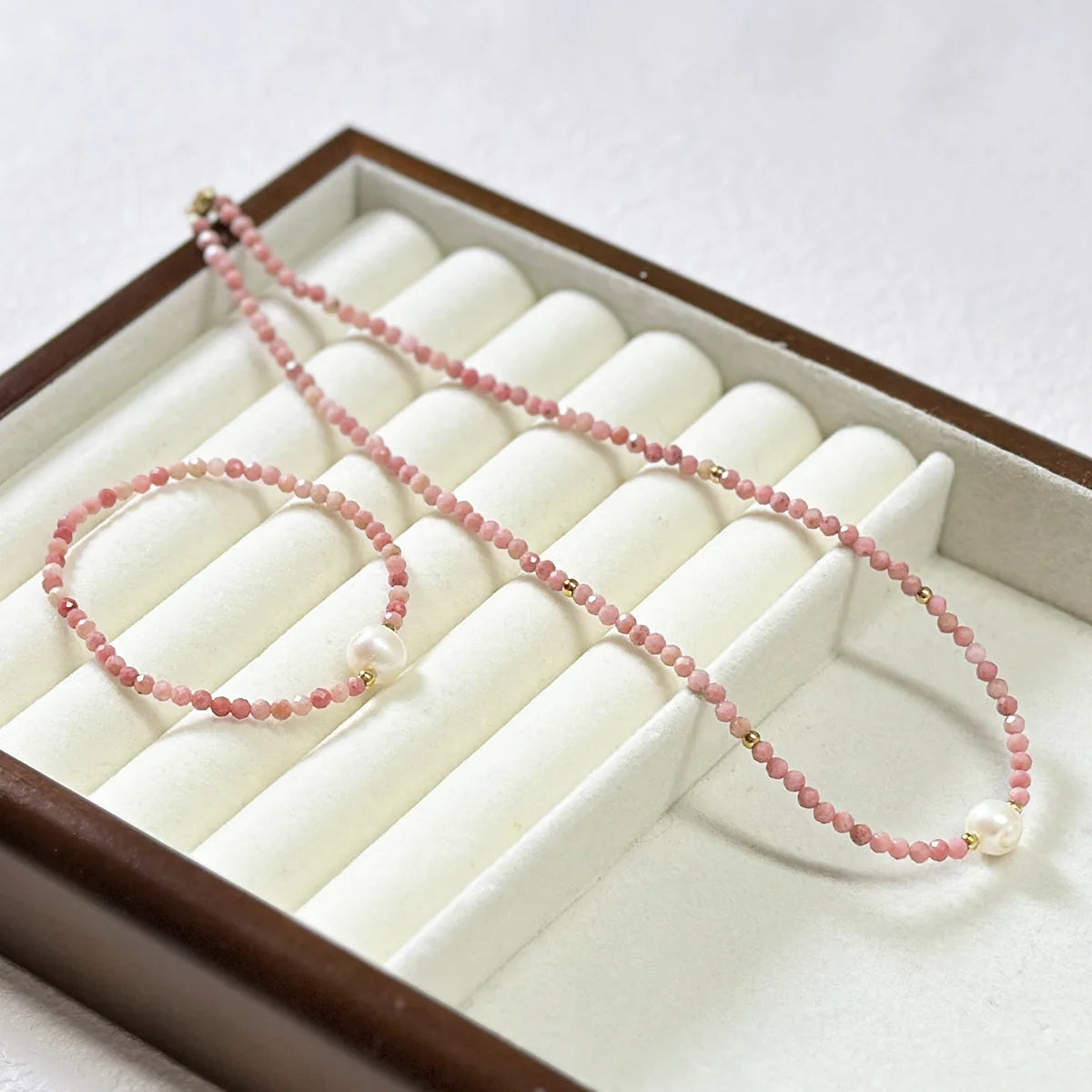 Pink Rose Stone Fresh Water Pearl Necklace Bracelet Stainless Steel Chain Luxury Personality Natural Stone Bracelet for Women
