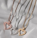 Hiphop Zircon love Heart Pendant Necklace for Women and Women Simple Style Gemstone Hollow Heart Necklace for Girl Gift Jewelry