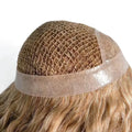 Fishnet Silk Base Topper European Virgin Cuticle Aligned Human Hair Dark Brown Color Wave Silk Base Women's Topper Blonde Curly