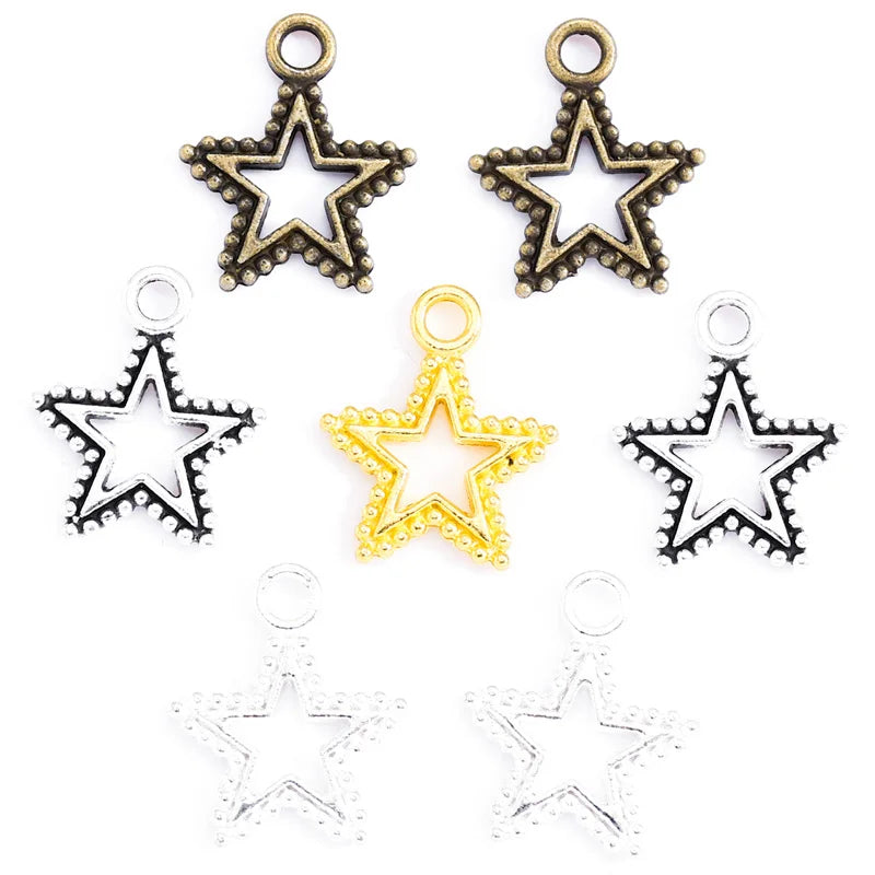 4 Color Antique Silver Color Star Charms Pendants for Jewelry Making DIY Handmade Craft L302