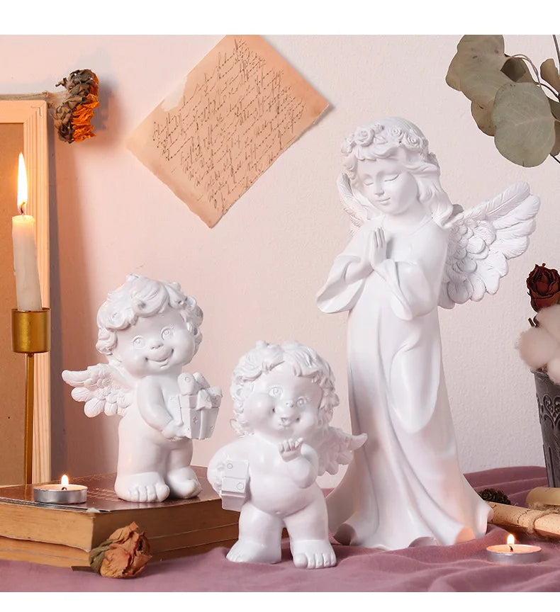Hot Style Retro Flower fairy Resin Angel Ornaments Home Decoration Bedroom Study Resin Desktop Crafts Angel Ornaments