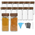 Wholesale Custom Kitchen Clear Empty Wood 4oz Small Mini Spice Bottle With Shaker Lid and Labels 4 oz Square Glass Spice Jar Set