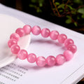 SC New Dainty Rose Quartz Bracelet Teen Girls Bright Raw Pink Healing Crystal Bracelet Natural Opal Stone Beaded Bracelet Women