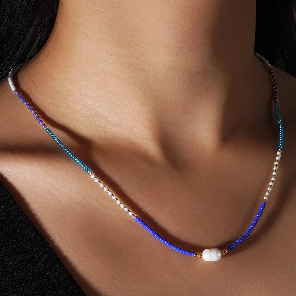 Go2boho Dainty Long String Beaded Necklaces 2024 New Handcrafted Surfer Jewelry Freshwater Pearl Chain for Women Gifts