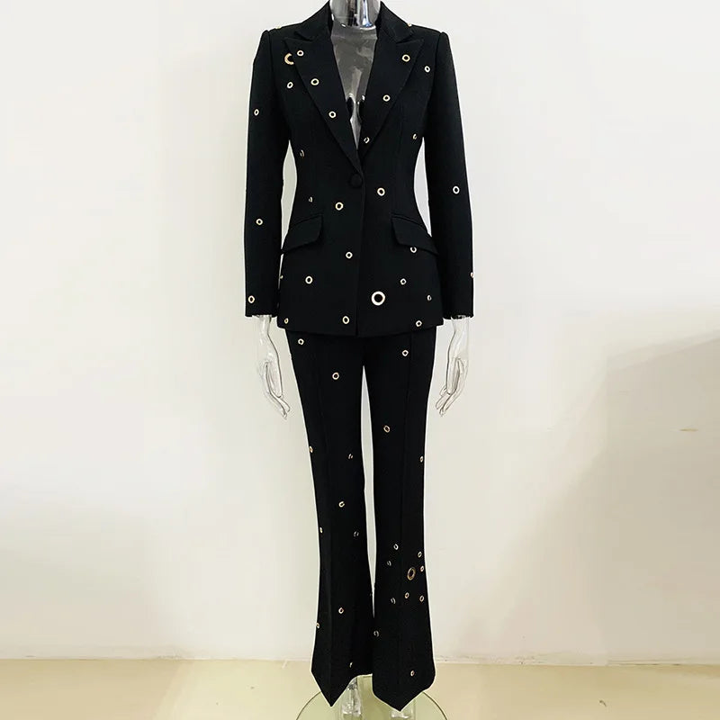 Plus Size Women Clothing Long Sleeve Elegant Two Pieces Sets Long Blazer Luxury Casual Dresses
